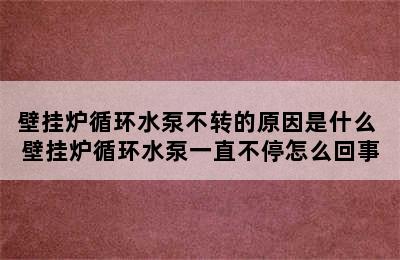 壁挂炉循环水泵不转的原因是什么 壁挂炉循环水泵一直不停怎么回事